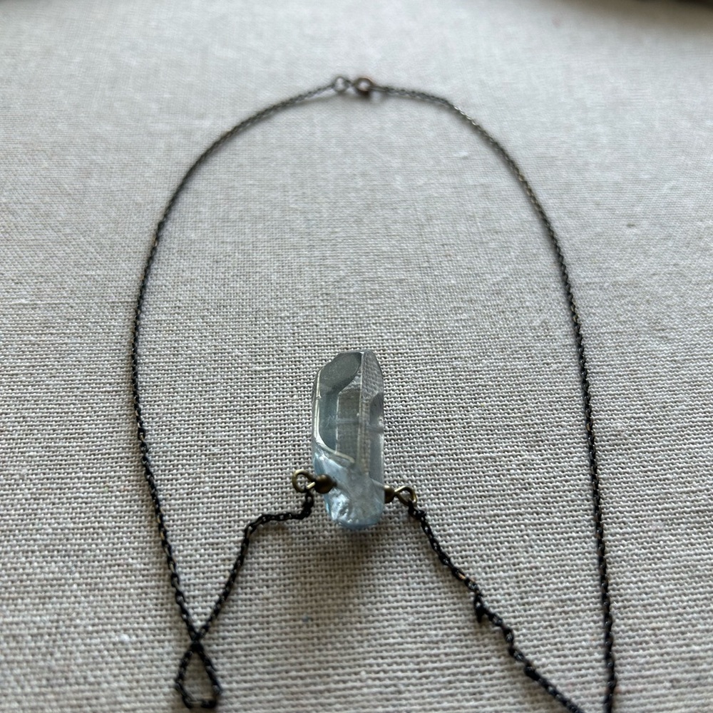 Delicate Clear Crystal Pendant Necklace - Picture 6 of 7